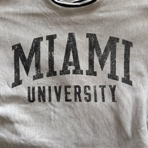 Miami University heather gray blue stripe long sleeve oversized Sweater cotton M - Picture 4 of 4